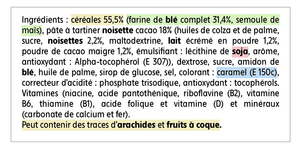 longue liste ingrédients pour des biscuits du commerce