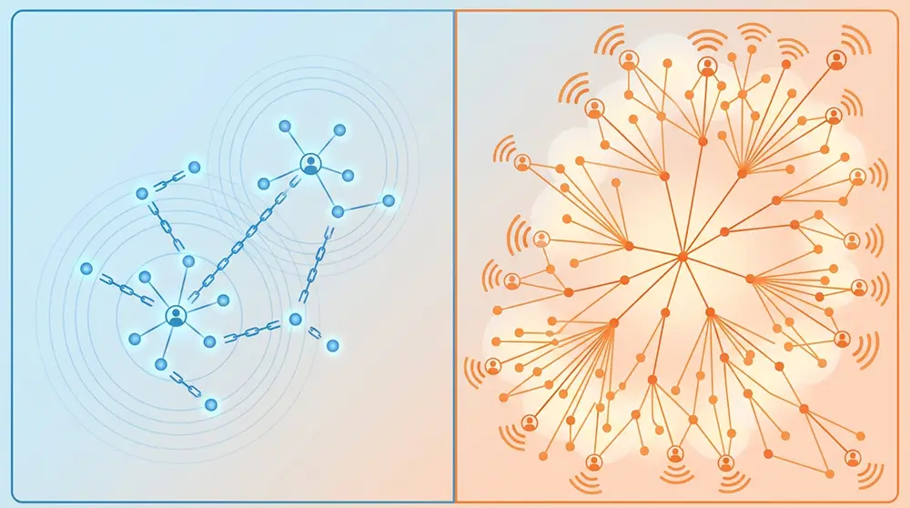 Infographie comparative : transmission limitée pour le virus Nipah vs diffusion rapide Covid-19