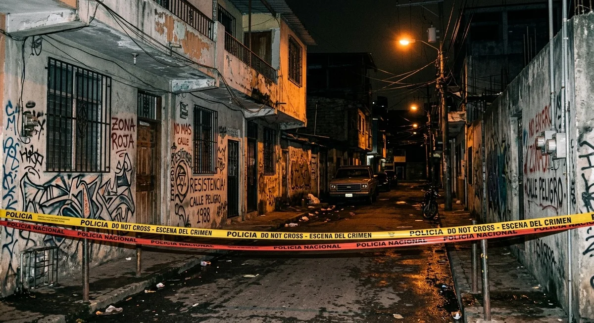 Quartier défavorisé d'Amérique latine illustrant la violence des cartels dans les endroits dangereux