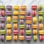 Plateau de macarons colorés maison réalisés avec un four domestique